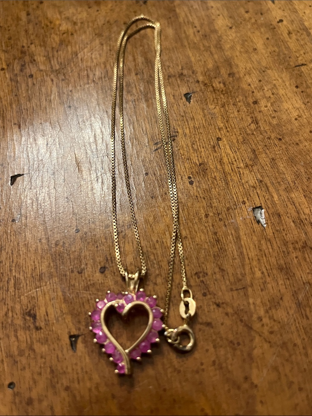 Ross Simons Sterling Silver 925 Gold Vermeil Ruby Heart Pendant and Necklace